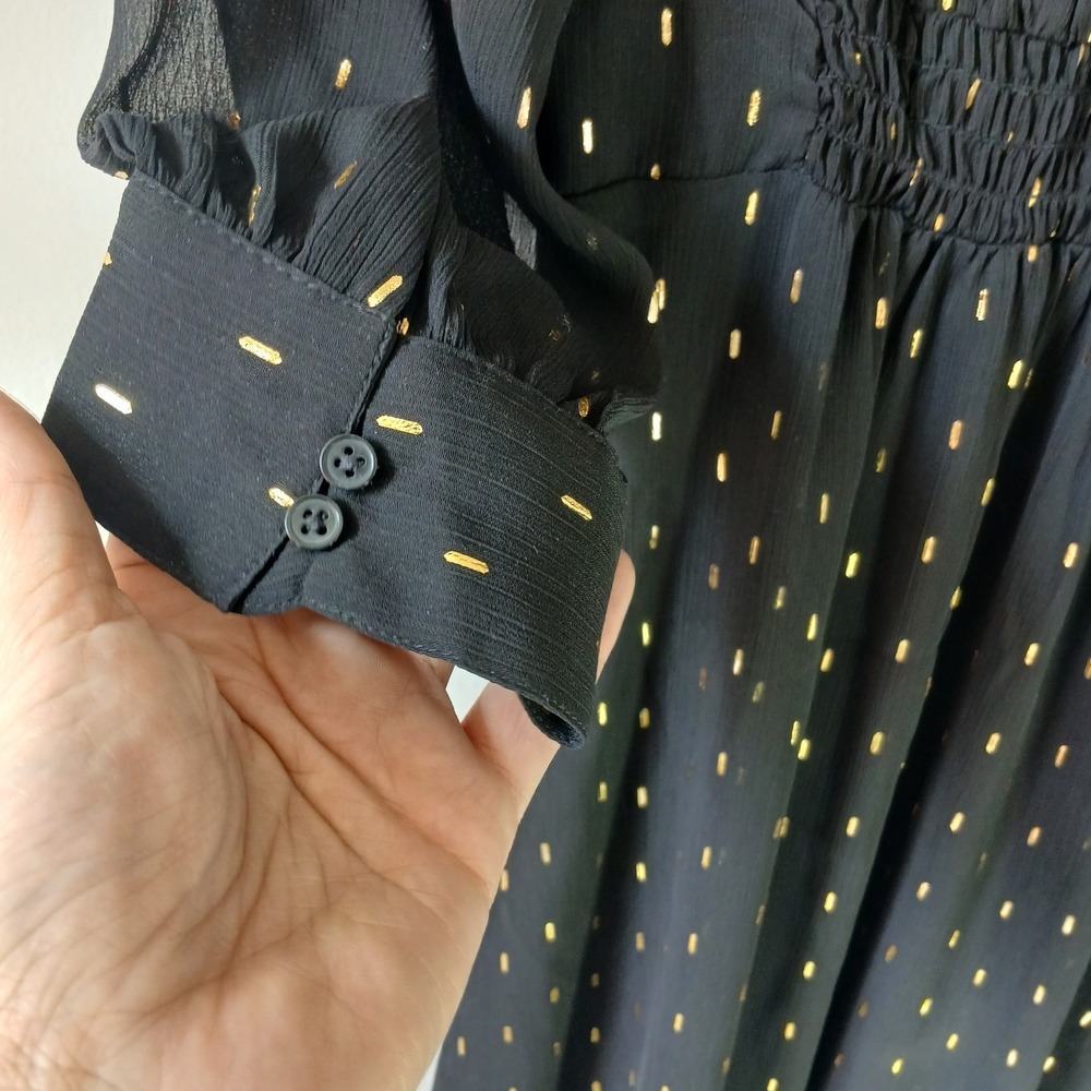 Banana Republic Women's Size XS Black Gold Metallic Blouson Dress Lined NWT!!! - Picture 15 of 16